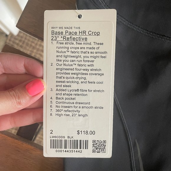 NWT Lululemon Reflective Crop Pants 23" - High Visibility Black, Size US 2 - Picture 4 of 7